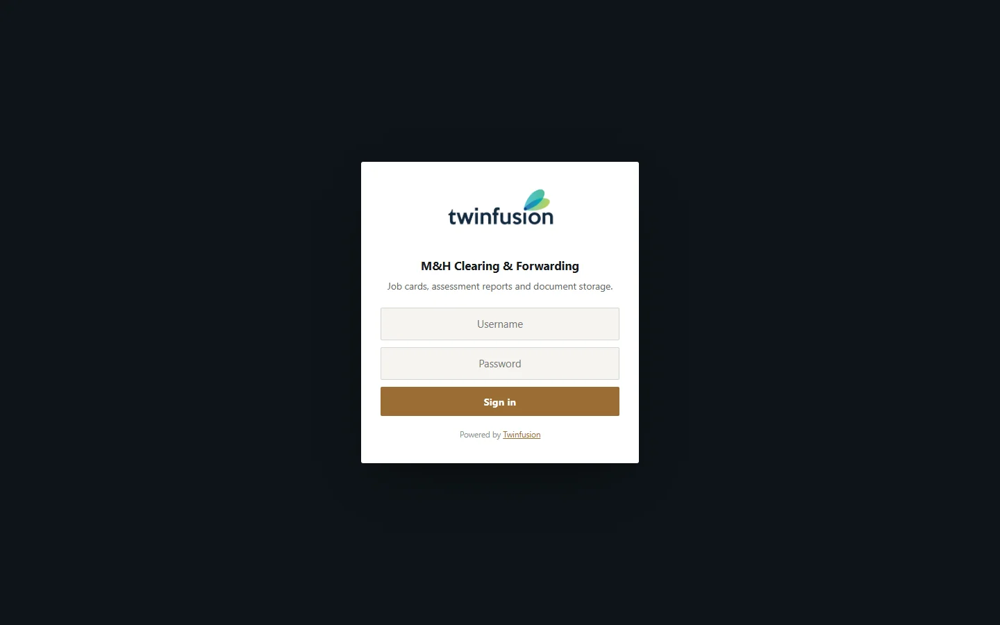 M&H Clearing & Forwarding — Job Card System — login screen