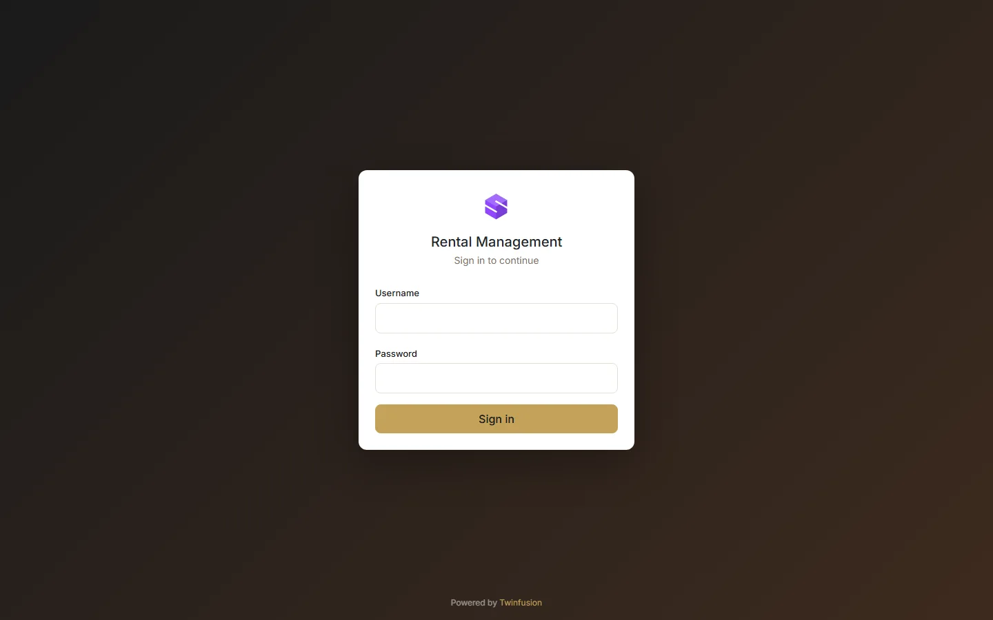 Rental Management System — login screen
