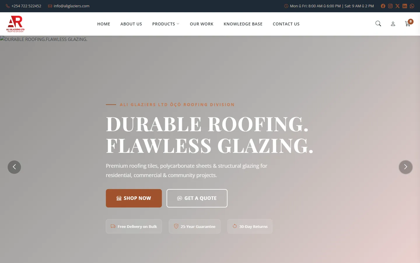 Ali Glaziers Roofing & Glazing — pre-launch build