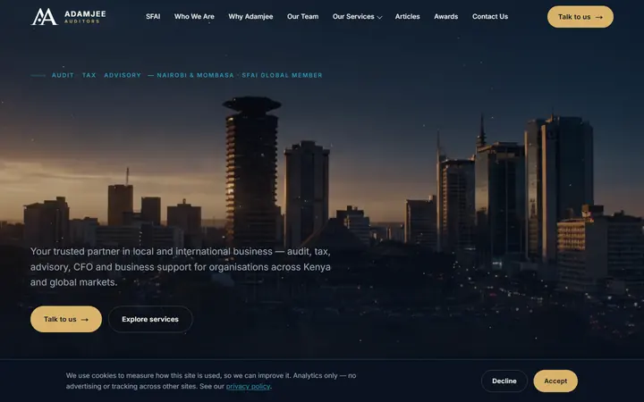 Adamjee Auditors website - live capture of the homepage