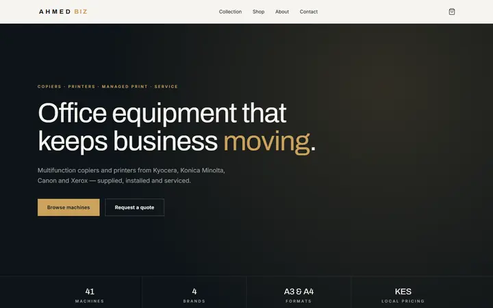 Ahmed Business Solutions website - live capture of the homepage
