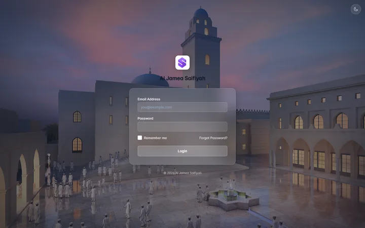 AJSN Facility Management System — login screen
