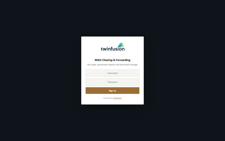 M&H Clearing & Forwarding — Job Card System — login screen