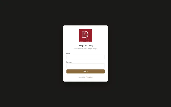 Design for Living — Catalogue, Procurement & Samples — login screen