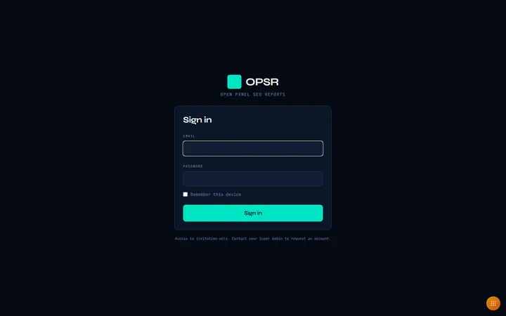 Open Panel SEO Reports — login screen