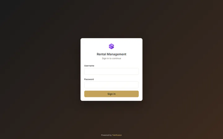 Rental Management System — login screen